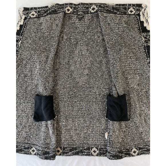 Lucky Brand Aztec Jacquard Sweater Coat S Metallic Black Gray 7W51305 - Picture 3 of 9